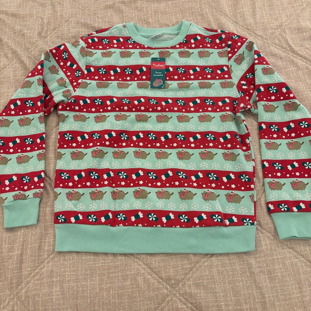 NWT Official Pusheen Box Exclusive Holiday Fair Isle Sweatshirt Unisex XS